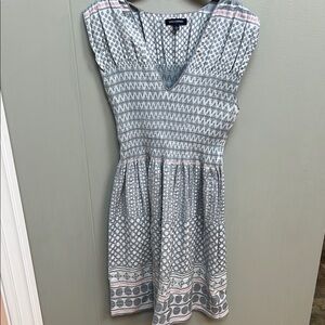 Max Edition Gray and White Smocked Tiered Sundress